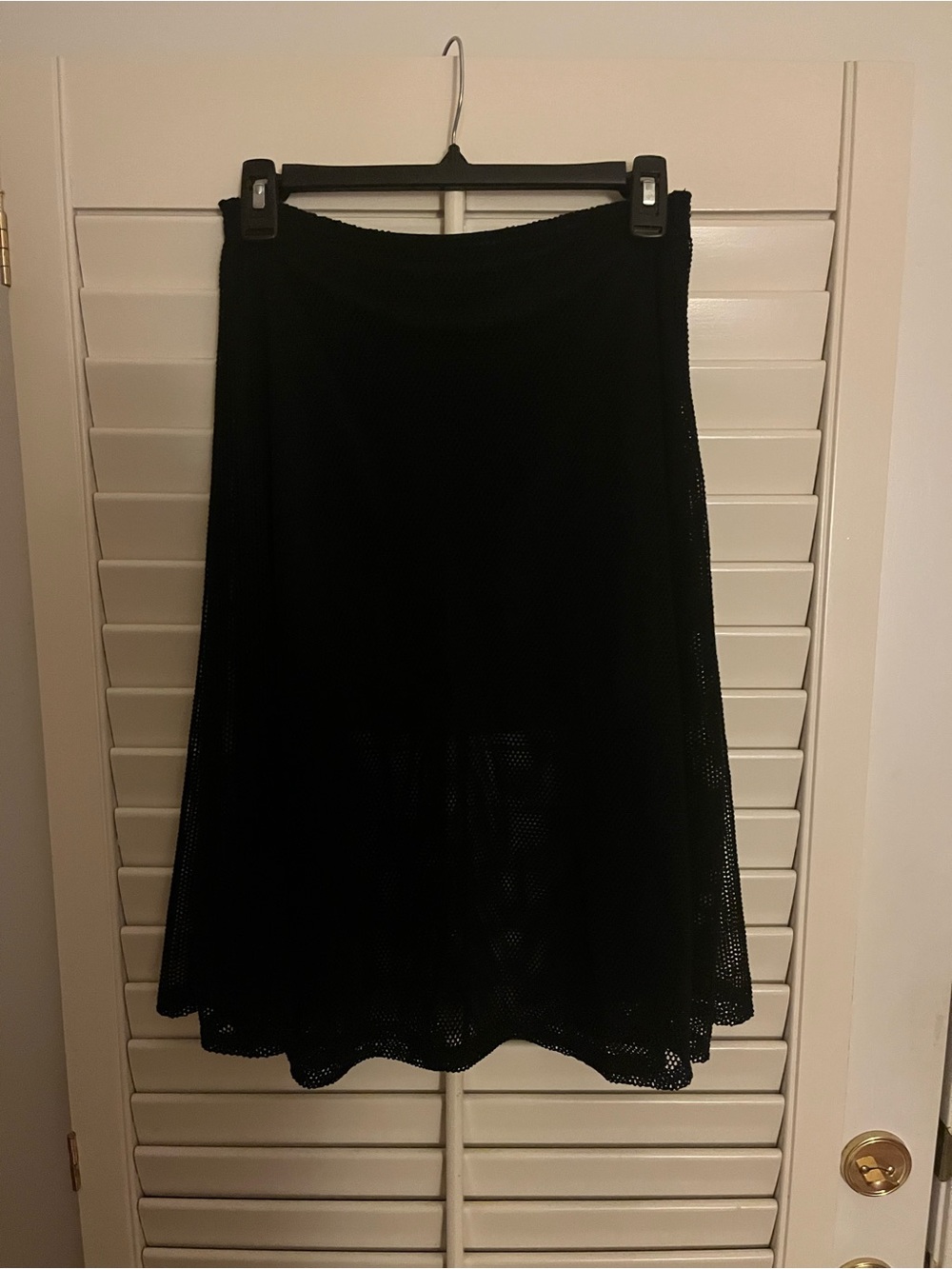 Black mesh midi skirt